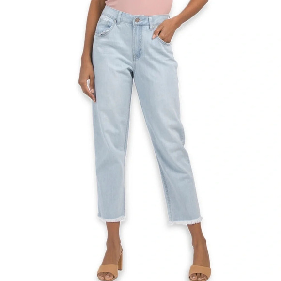 Sincerely Jules Straight Leg Slit Hem Jeans - Picture 1 of 12